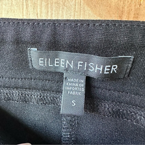 Eileen Fisher Black Ponte Straight Leg Mid Rise System Pants - Picture 5 of 10